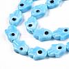 Handmade Evil Eye Lampwork Beads Strands LAMP-WH0006-06F-3