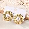 201 Stainless Steel Flat Round Stud Earrings EJEW-P304-06G-3