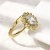 Brass Micro Pave Cubic Zirconia Finger Rings for Women RJEW-L130-005G-2