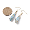Irregular Nugget & Star Dyed Natural Quartz Crystal Dangle Earrings EJEW-JE05704-02-3