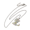 Alloy Rhinestone Cat Pandant Necklace with Cable Chains LS-NJEW-K248-01P-01-1