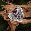 Alloy Amethyst Rhinestone Heart Pendant Necklaces for Women FS-WG5DD6E-01-3