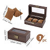 3-Slot Wood Covered with PU Leather Watch Storage Boxes with Glass Visible Window Hinged Lids and Lint Pillows Inside CON-WH0113-10B-2