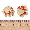Rack Plating Brass Micro Pave Clear Cubic Zirconia Connector Charms KK-C084-02G-4