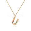 Brass Pave Colorful Cubic Zirconia Initial Pendant Necklaces for Women FS-WG02860-21-1