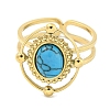 Ion Plating(IP) 304 Stainless Steel Synthetic Turquoise Cuff Rings G-Z056-04G-01-2