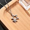 304 Stainless Steel Crystal Rhinestone Double Star Pendant Cable Chain Necklaces NJEW-Z056-02A-P-2
