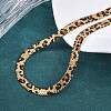 304 Stainless Steel Leopard Print Flat Snake Chain Necklaces for Women NJEW-A044-02B-G-01-3