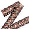 National Style Polyester Jacquard Flower Ribbon for Garment Accessories OCOR-WH0097-39A-1
