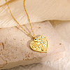 201 Stainless Steel Flower Heart Pendant Necklaces for Women FS-WGE2290-01-2