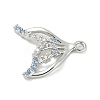 Brass Pave Light Sky Blue and Clear Cubic Zirconia Sea Animal Connector Charms KK-M326-07B-P-2