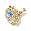 Brass Micro Pave Cubic Zirconia with Blue Enamel Pendants CU-CBAA556-09A-2