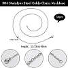 30Pcs 304 Stainless Steel Flat Cable Chain Necklaces Set STAS-BBC0005-02-2