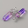 Glass Double Terminal Pointed Pendants LS-G-WH0016-41J-2