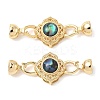 Brass Natural Paua Shell Fold Over Clasps KK-U059-29G-1
