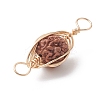 Natural Rudraksha Copper Wire Wrapped Connector Charms PALLOY-JF02067-01-3