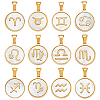 12Pcs 12 Styles Stainless Steel with Natural Shell Pendants STAS-WH0044-95-6