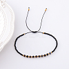 2mm Faceted Natural Dyed & Heated Black Agate Beaded Braided Adjustable Bracelets for Women PF2854-7-1
