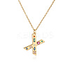 Brass Pave Colorful Cubic Zirconia Initial Pendant Necklaces for Women FS-WG02860-24-1