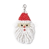 Christmas Santa Claus Glass Seed Beads Pendant Decorations HJEW-JM02353-1