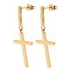 Cross 304 Stainless Steel Dangle Stud Earrings EJEW-G453-12G-4