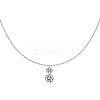 Clear Cubic Zirconia Double Flat Round Pendant 925 Sterling Silver Cable Chain Necklaces for Women NJEW-S457-12P-1
