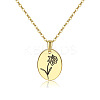 Brass Birth Month Flower Pendant Necklace HUDU-PW0001-034C-1-1