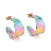 Ion Plating(IP) 304 Stainless Steel Chunky C-shape Stud Earrings EJEW-P198-12MC-1