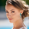 4 Pairs 4 Colors Rhinestone Teardrop Flower Dangle Stud Earrings EJEW-AN0004-16-4