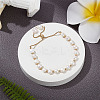 Dyed Natural Pearl & Brass Round Beaded Slider Bracelet BJEW-AN0001-02-7