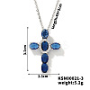 Brass Pave Cubic Zirconia Religion Cross Pendant Necklaces CU6638-2-1
