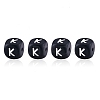 20Pcs Black Cube Letter Silicone Beads 12x12x12mm Square Dice Alphabet Beads with 2mm Hole Spacer Loose Letter Beads for Bracelet Necklace Jewelry Making JX433K-1