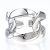 Non-Tarnish 304 Stainless Steel Curb Chains Shape Open Cuff Ring for Women LS-RJEW-N040-02-2