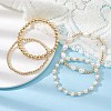 4Pcs 4 Style Natural Pearl & Brass Beaded Stretch Bracelets Set for Women BJEW-JB09662-01-2