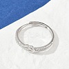 925 Sterling Silver Micro Pave Clear Cubic Zirconia Adjustable Finger Rings for Women RJEW-G351-01P-3