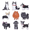 9Pcs 9 Style Poodle & Siberian & Schnauzer & Chihuahua & Border Enamel Pin with Brass Butterfly Clutches JEWB-SZ0001-77-1
