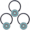 3Pcs Alloy & Resin Imitation Synthetic Turquoise Hair Ties OHAR-CY0001-10B-1