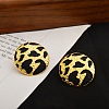 Leopard Print Brass Enamel Stud Earrings for Women EJEW-U055-15A-G-1
