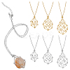 304 Stainless Steel Crystal Stone Cage Pendant Necklaces NJEW-PH01546-1