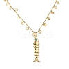304 Stainless Steel with Synthetic Turquoise Fish Pendant Necklaces for Women NJEW-F362-02G-2