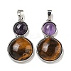 Natural Tiger Eye & Natural Amethyst Pendants G-G147-06P-07-1
