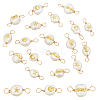 10 Sets Grade AA Natural Cultured Freshwater Pearl Connector Charms with Alloy Slices FIND-DC0003-65-1