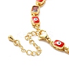 Enamel Evil Eye & Cubic Zirconia Rectangle Link Chain Bracelet BJEW-C029-02G-10-4