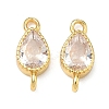 Brass Pave Cubic Zirconia Teardrop Connector Charms KK-P348-09G-03-1