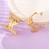 Flower with C-Shaped 304 Stainless Steel Stud Earrings for Women EJEW-A131-01B-G-3