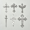 6Pcs 6 Styles Tibetan Style Alloy Cross Pendants FIND-FS0002-57-7