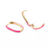 Brass Enamel Huggie Hoop Earrings EJEW-S210-014-NR-3