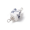 Handmade Flower Printed Porcelain Cube Links PALLOY-JF03965-02-5
