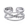 Non-Tarnish 304 Stainless Steel Criss Cross Open Cuff Ring RJEW-T023-23P-1