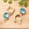 Flat Round Brass Pave Cubic Zirconia Hoop Earrings for Women EJEW-G428-22G-3